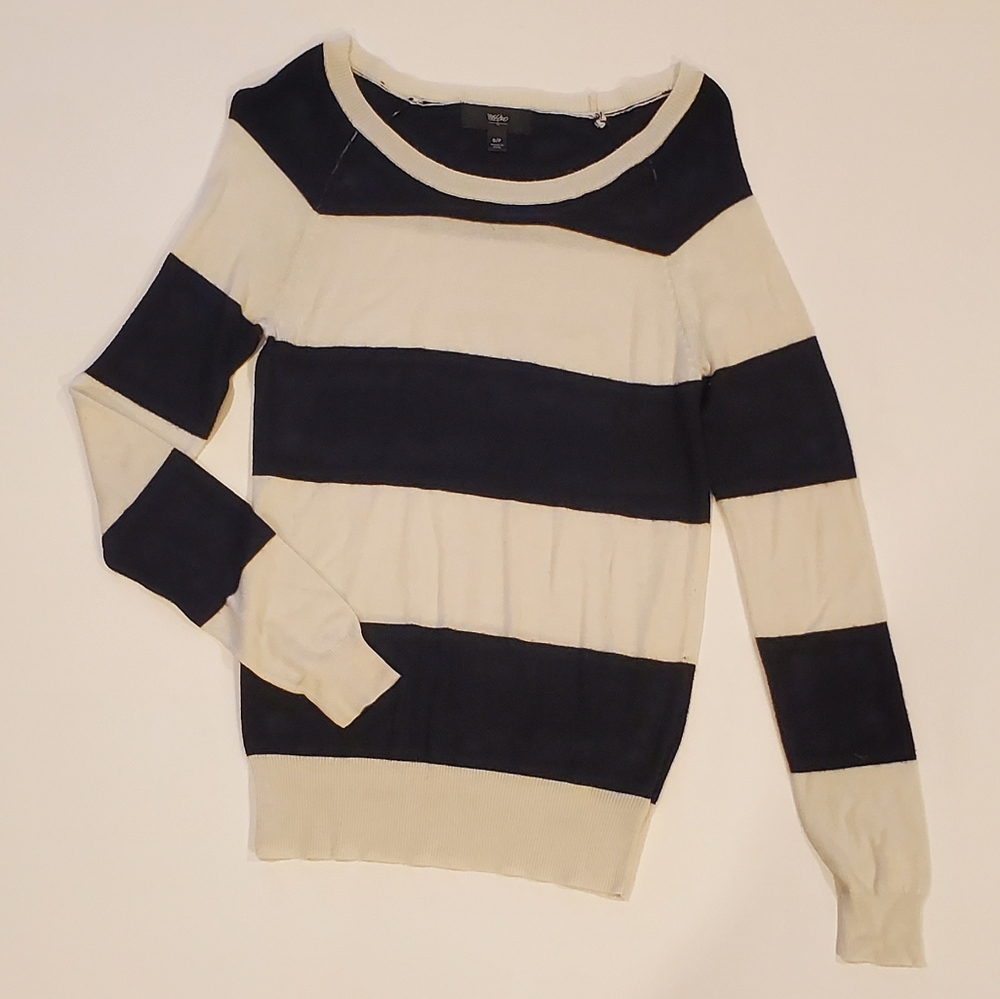Massimo Black and White Striped Long Sleeve